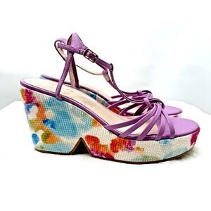 Cecelia Size 8.5 Lavender Purple Sparkly Watercolor Wedges Justine MSRP $169